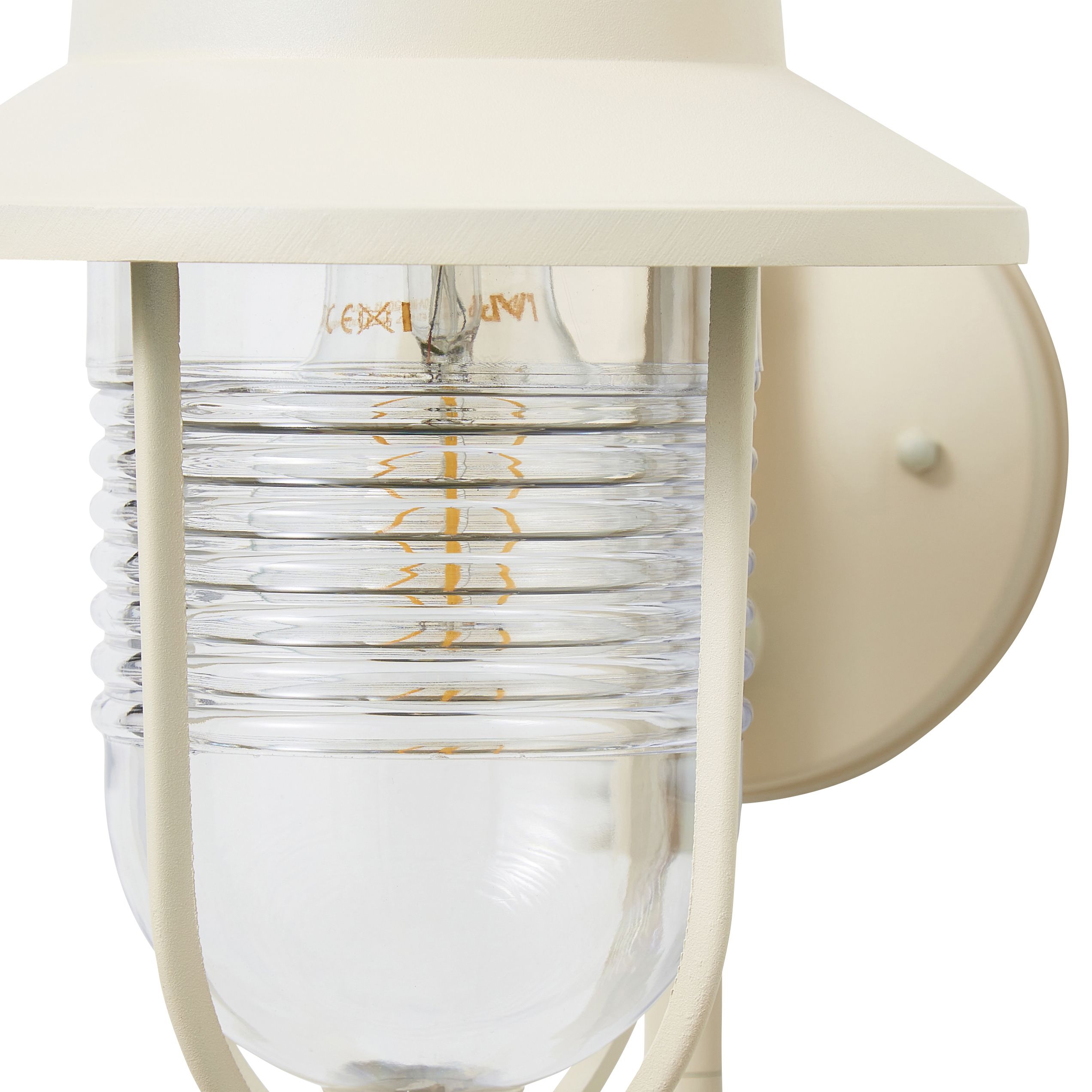 Zinc Dublin Fixed Matt Ivory Mains-powered LED Outdoor Lantern ON/OFF Wall light (Dia)18cm