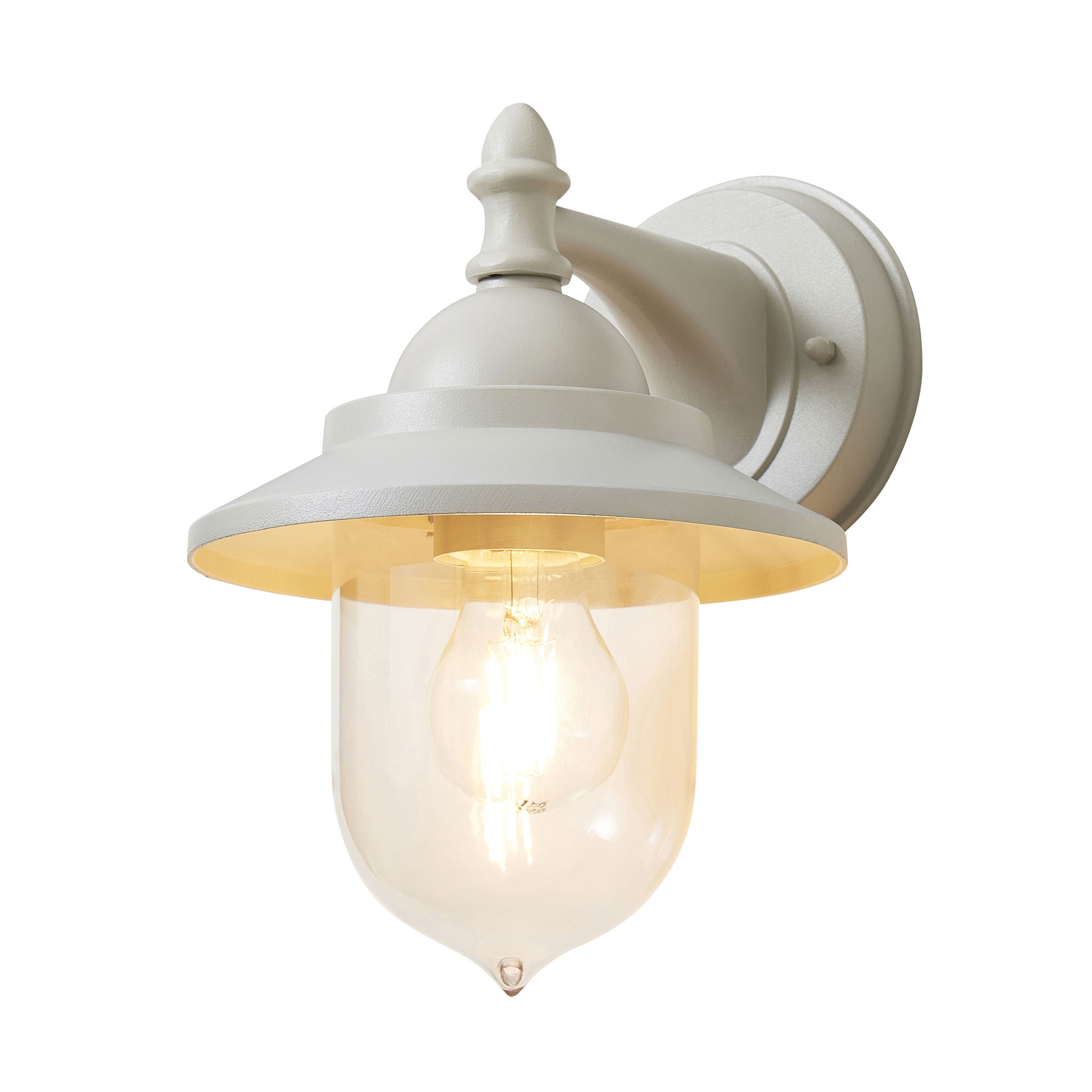 Zinc Galway Fixed Matt Grey Mains-powered LED Outdoor Lantern On/Off Wall light (Dia)18cm