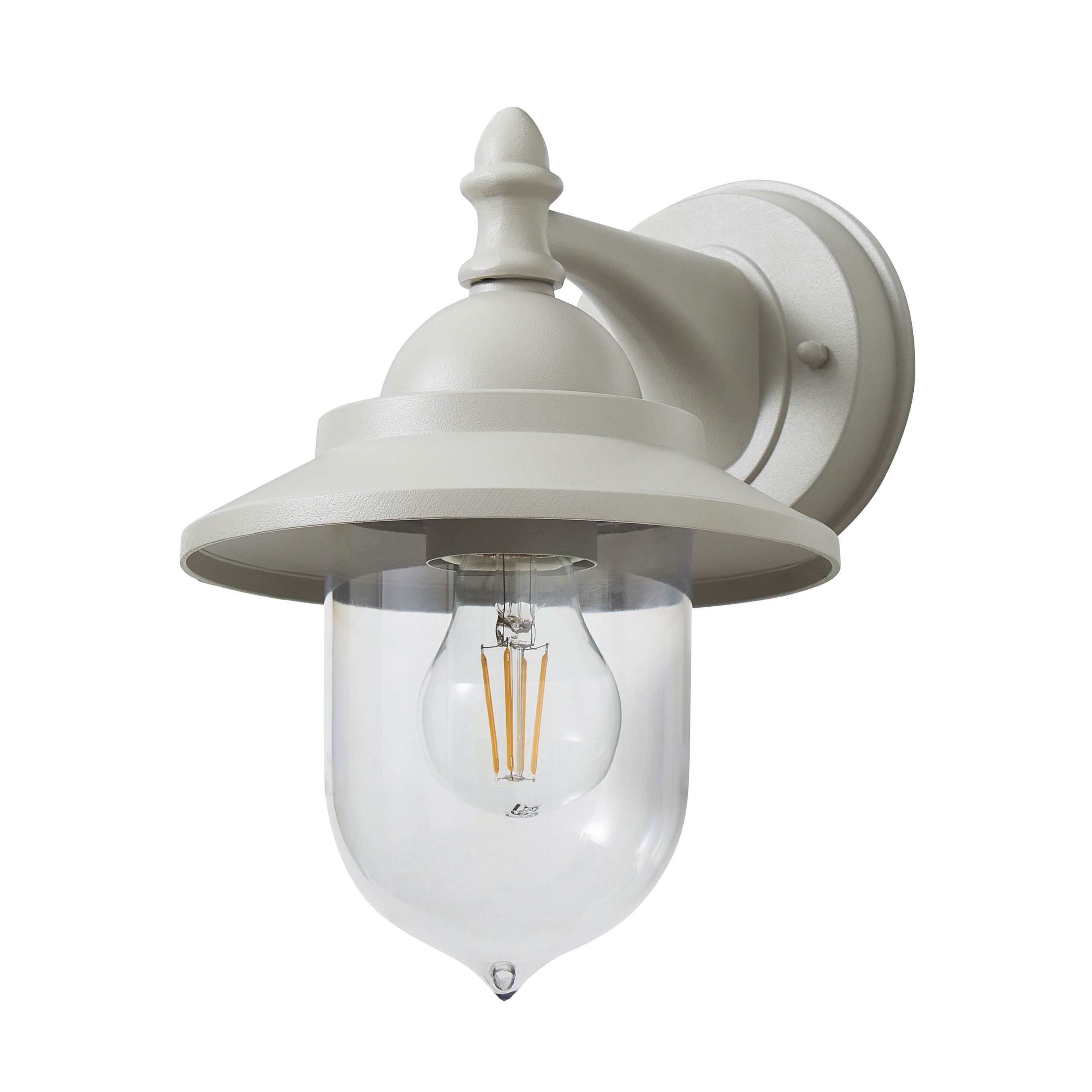 Zinc Galway Fixed Matt Grey Mains-powered LED Outdoor Lantern On/Off Wall light (Dia)18cm