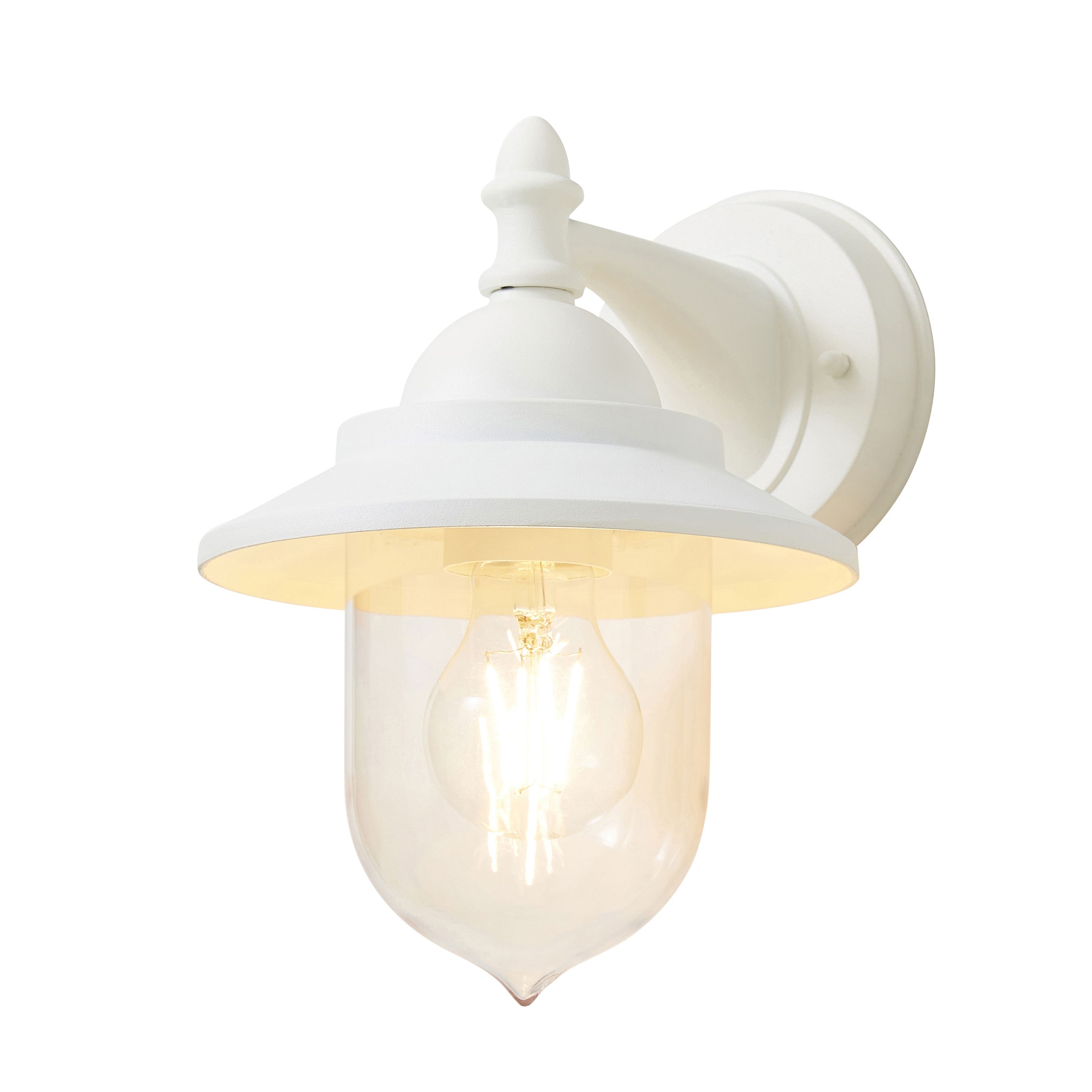 Zinc Galway Fixed Matt Ivory Mains-powered LED Outdoor Lantern On/Off Wall light (Dia)18cm