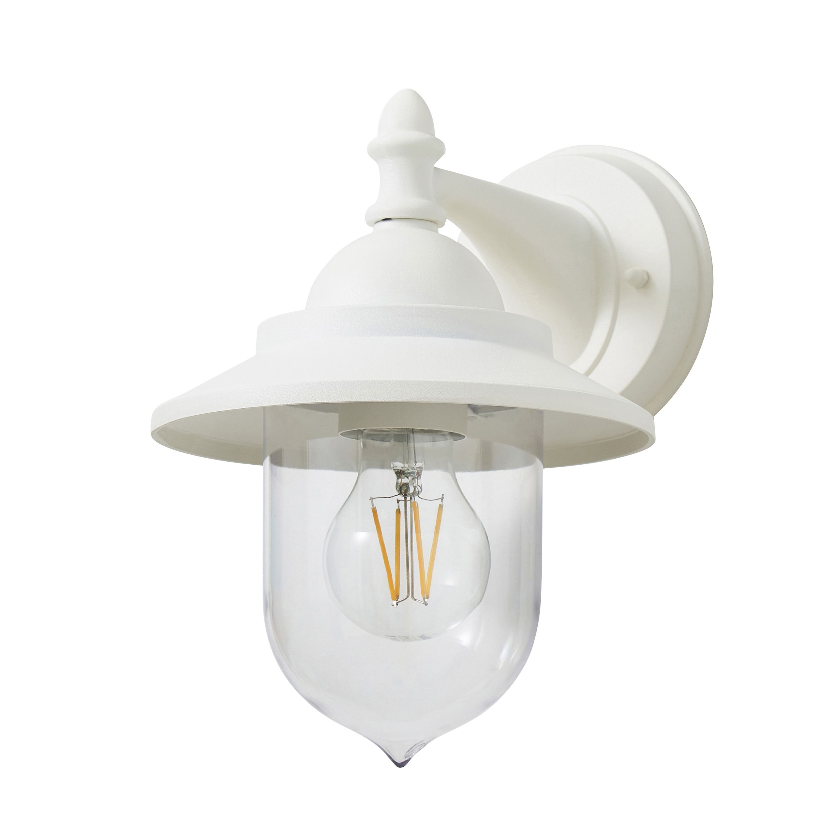 Zinc Galway Fixed Matt Ivory Mains-powered LED Outdoor Lantern On/Off Wall light (Dia)18cm