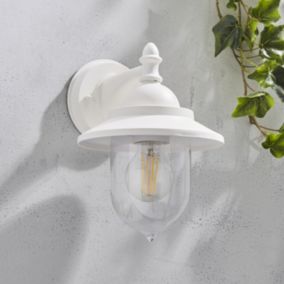 Zinc Galway Fixed Matt Ivory Mains-powered LED Outdoor Lantern On/Off Wall light (Dia)18cm