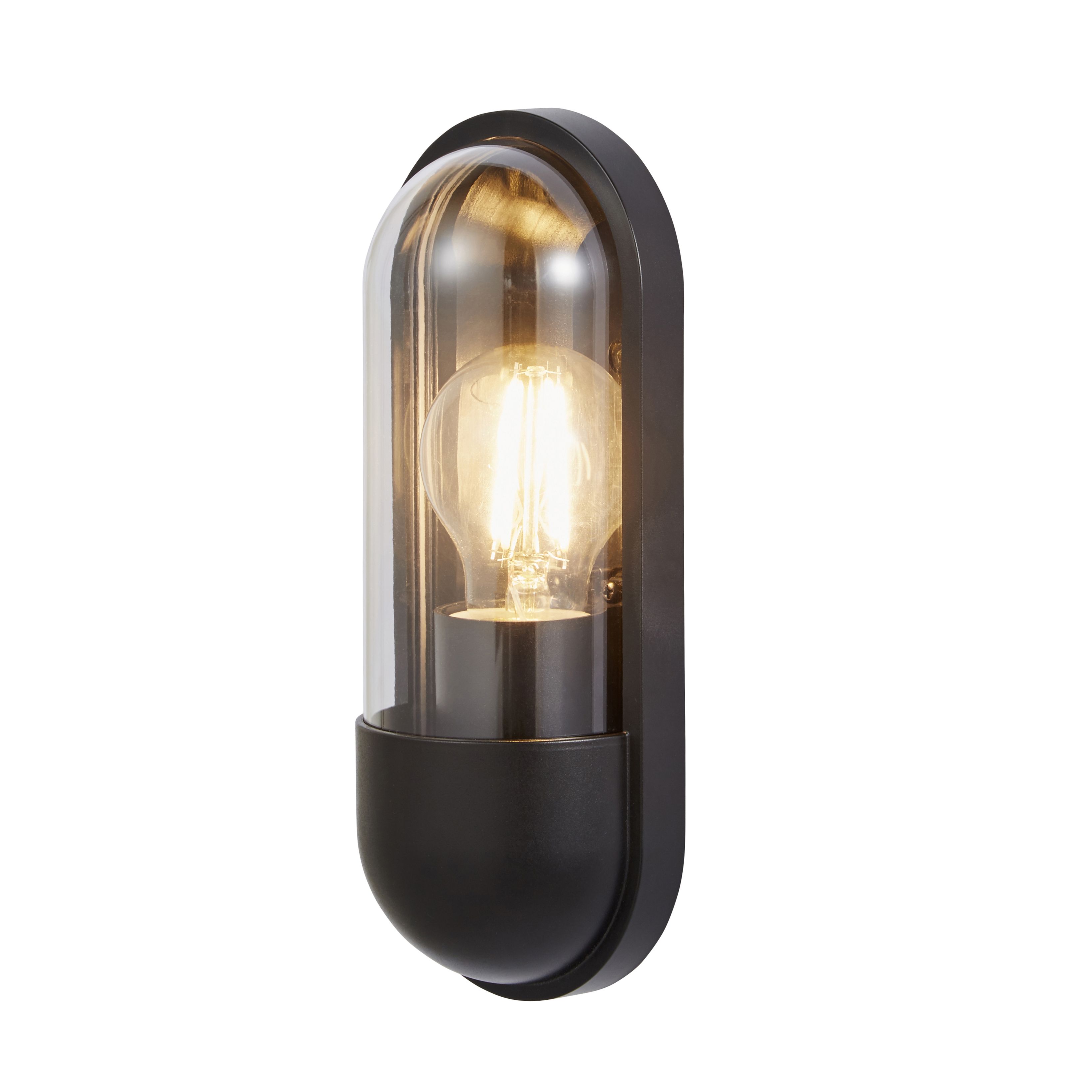 Zinc Kerry Fixed Matt Anthracite Mains-powered LED Outdoor Modern ON/OFF Wall light (Dia)10cm