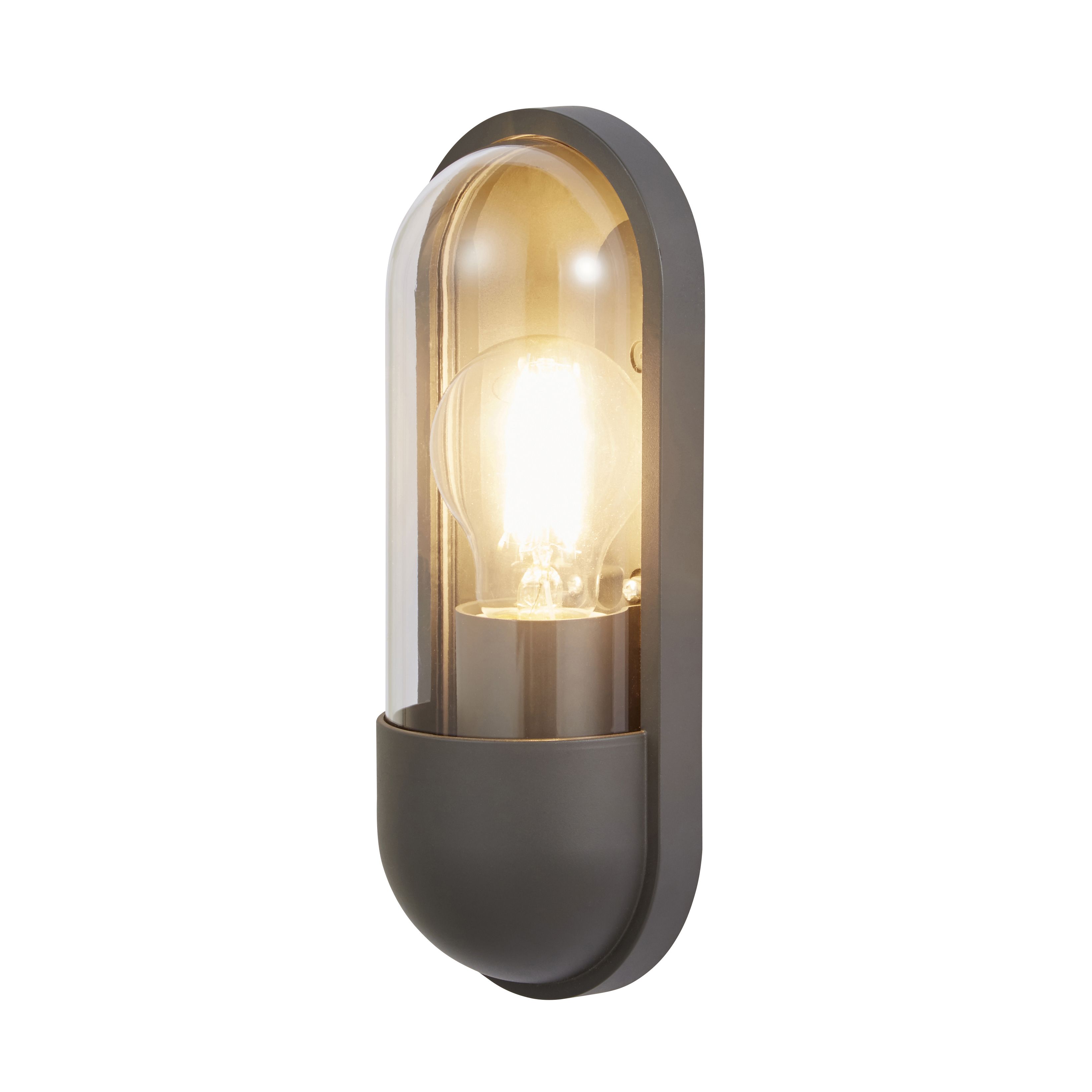 Zinc Kerry Fixed Matt Black Mains-powered LED Outdoor Contemporary ON/OFF Wall light (Dia)10cm