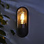 Zinc Kerry Fixed Matt Black Mains-powered LED Outdoor Contemporary ON/OFF Wall light (Dia)10cm