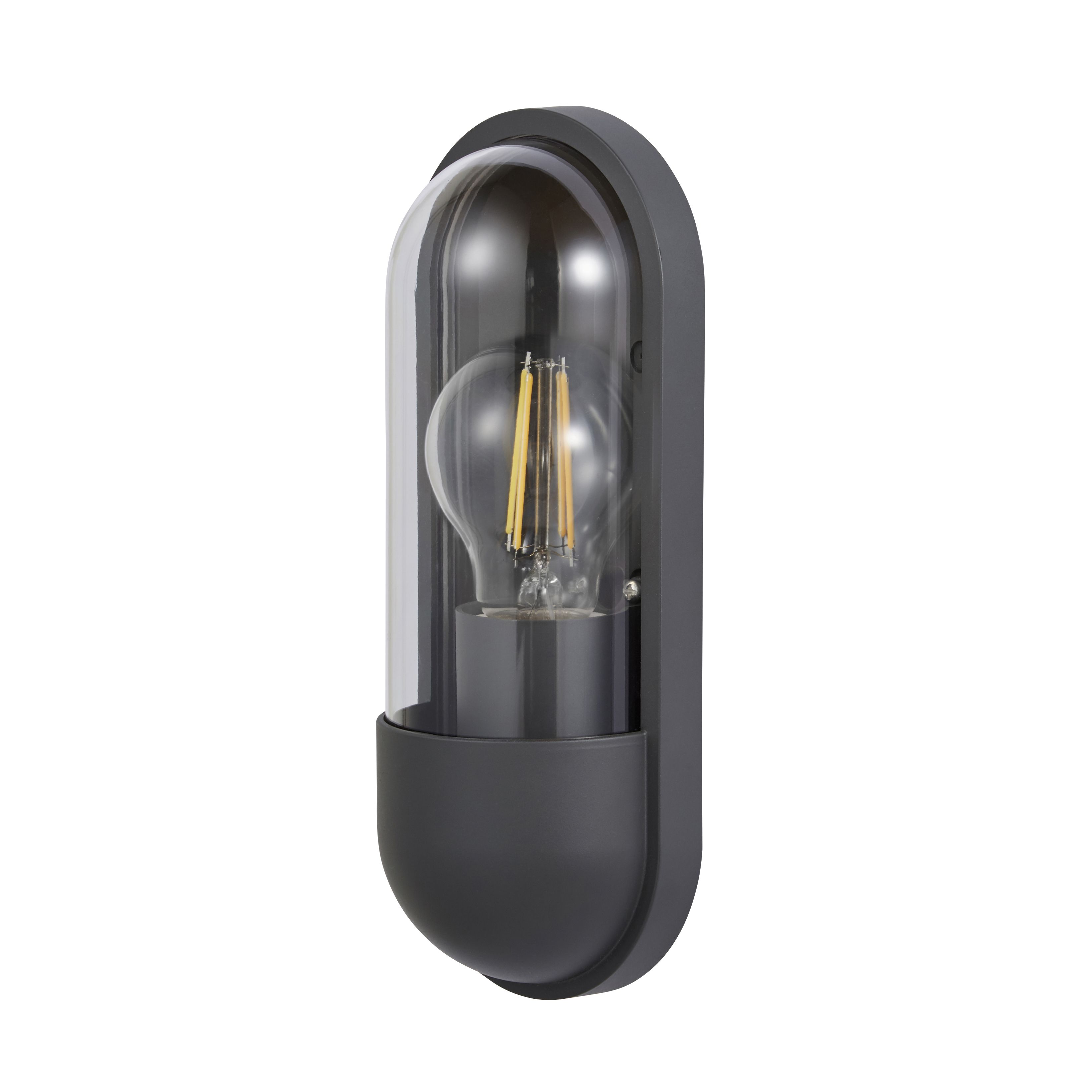 Zinc Kerry Fixed Matt Black Mains-powered LED Outdoor Contemporary ON/OFF Wall light (Dia)10cm