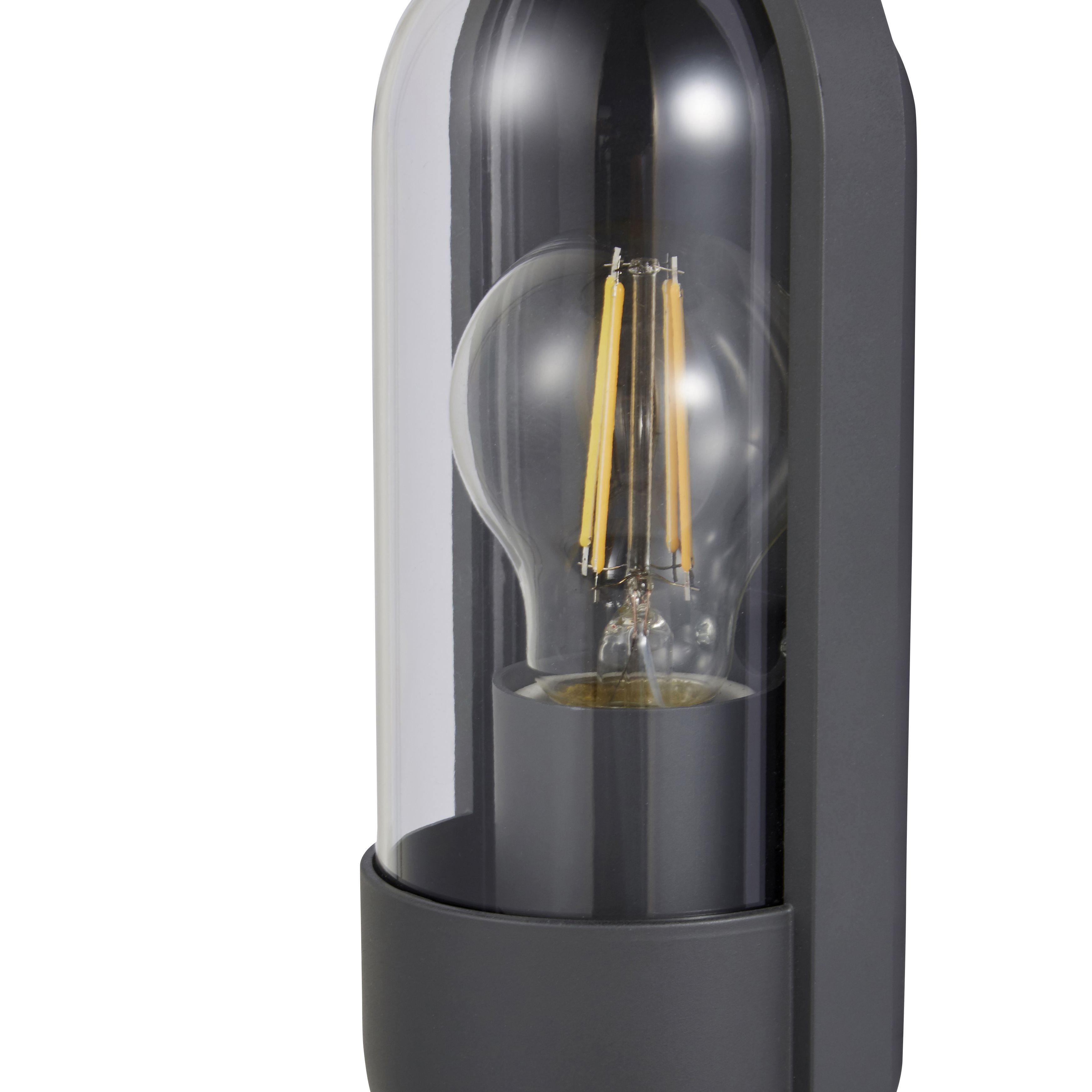 Zinc Kerry Fixed Matt Black Mains-powered LED Outdoor Contemporary ON/OFF Wall light (Dia)10cm