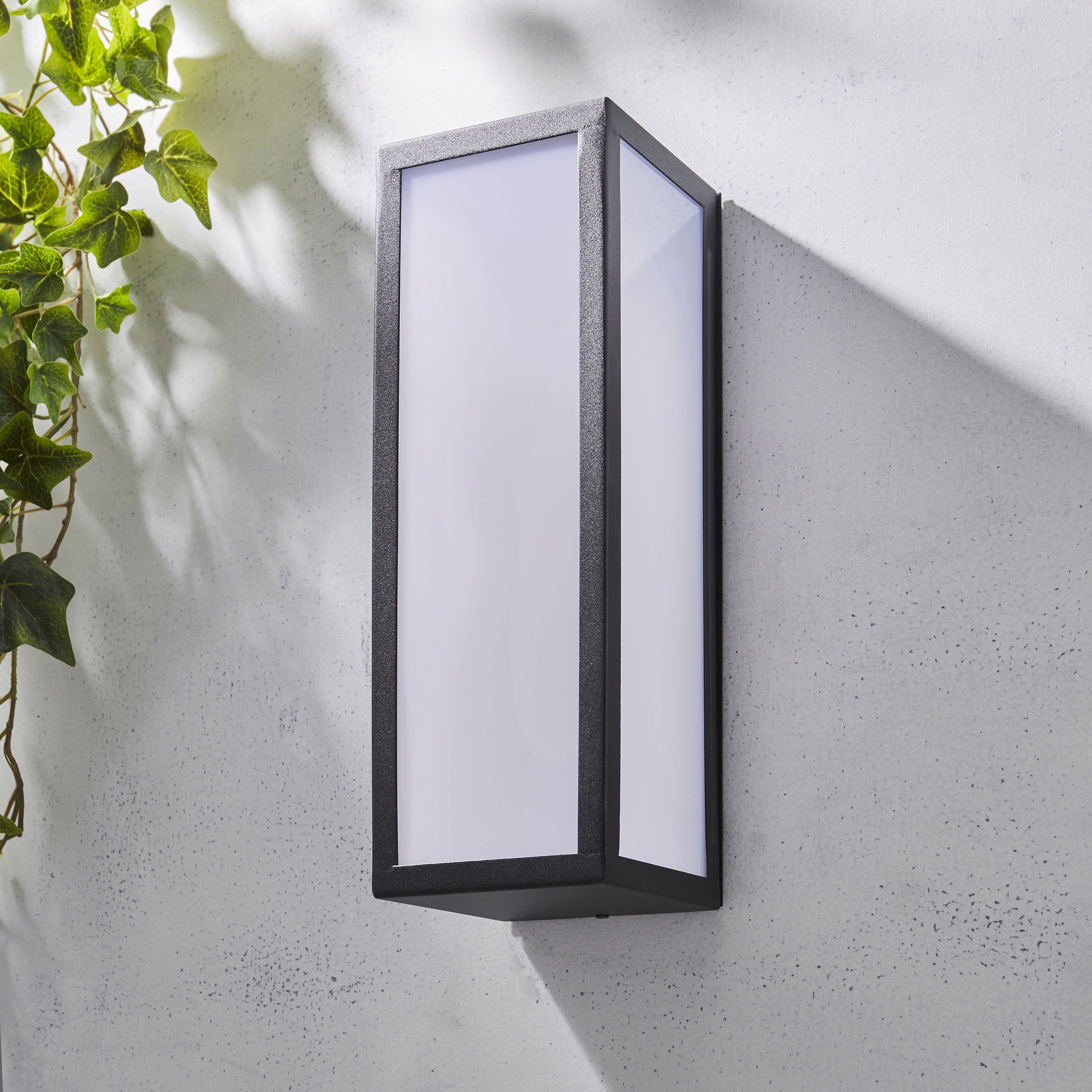 Zinc Kildare Integrated LED Outdoor Matt black Wall light