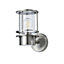 Zinc Kinsale Fixed Matt Silver Stainless steel effect Mains-powered LED Outdoor Lantern On/Off Wall light (Dia)13cm