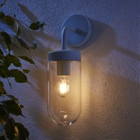 Zinc Mount Fixed Matt Blue Mains-powered LED Outdoor ON/OFF Wall light (Dia)15cm