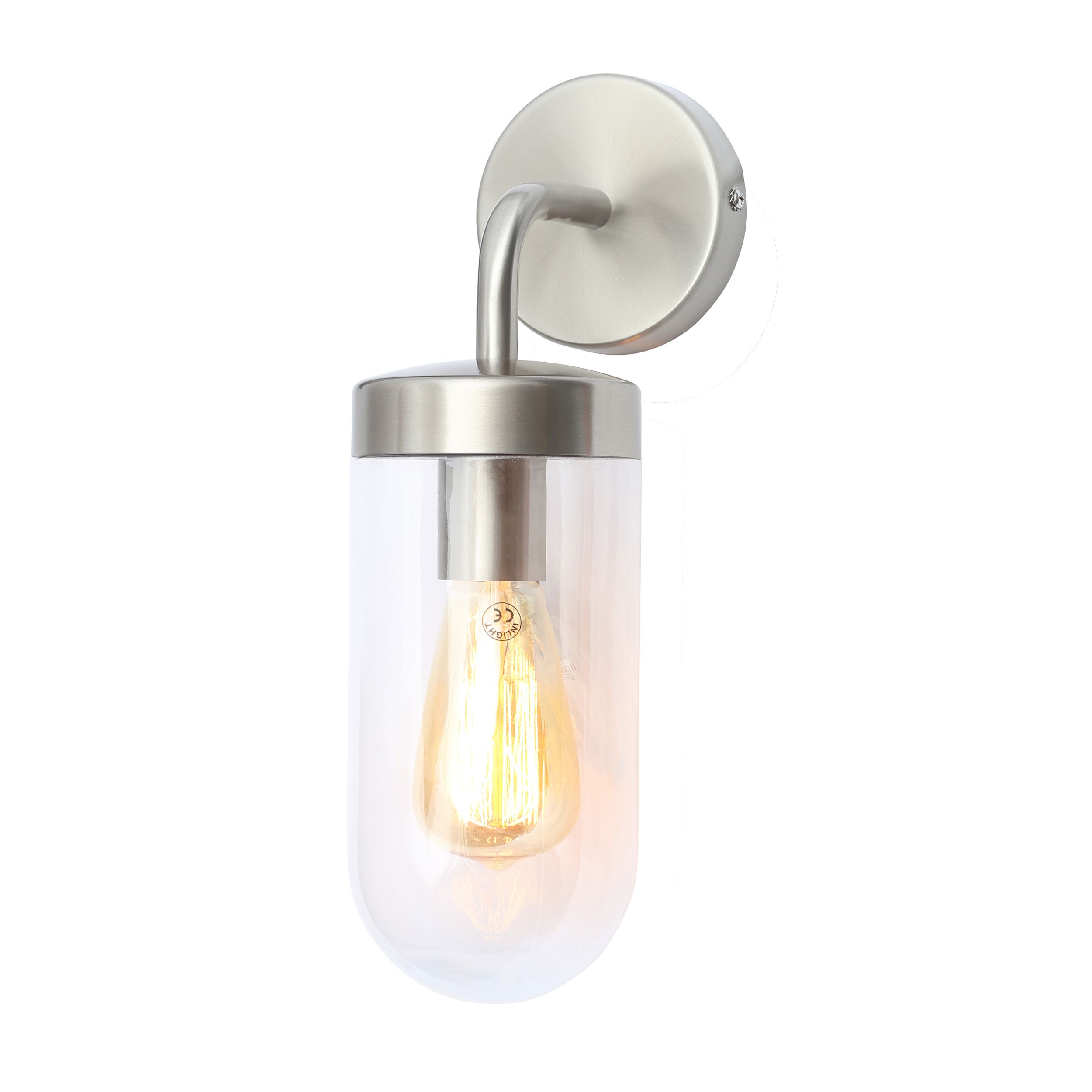 Zinc Mount Fixed Matt Silver Stainless steel effect Mains-powered LED Outdoor Lantern ON/OFF Wall light (Dia)11cm - 3