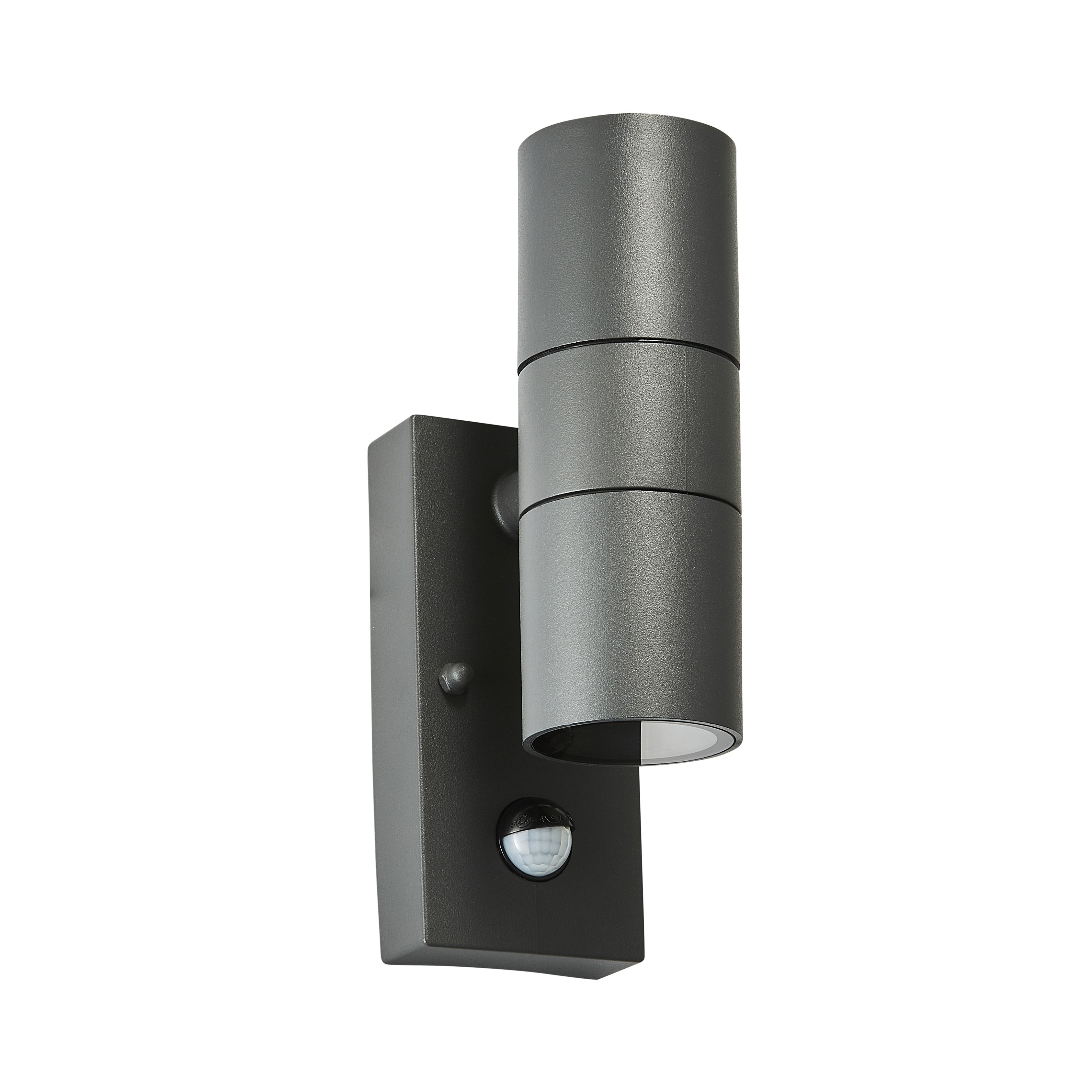 Zinc Odin Fixed Matt Black LED PIR Motion sensor Outdoor Modern Wall light 7W