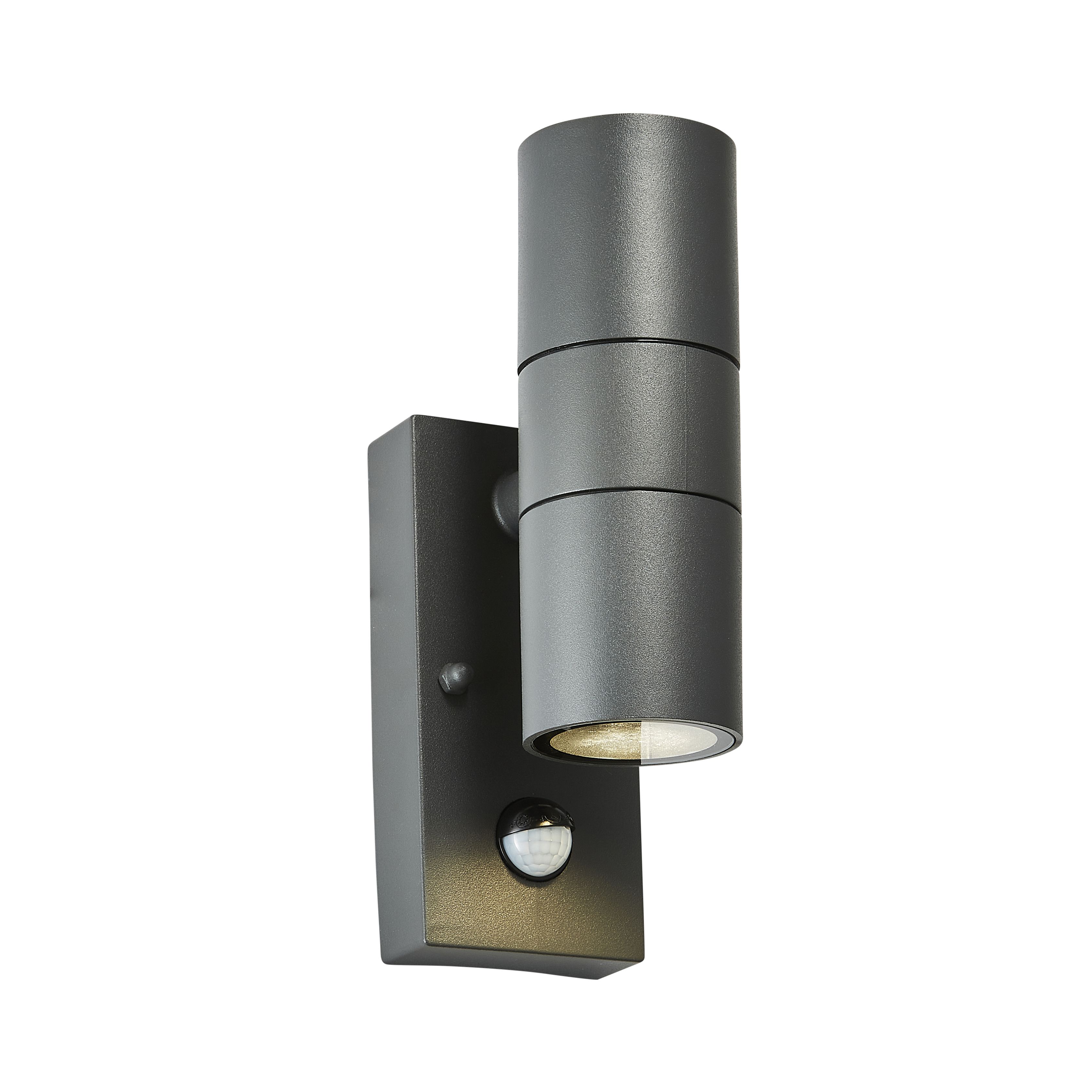 Zinc Odin Fixed Matt Black LED PIR Motion sensor Outdoor Modern Wall light 7W
