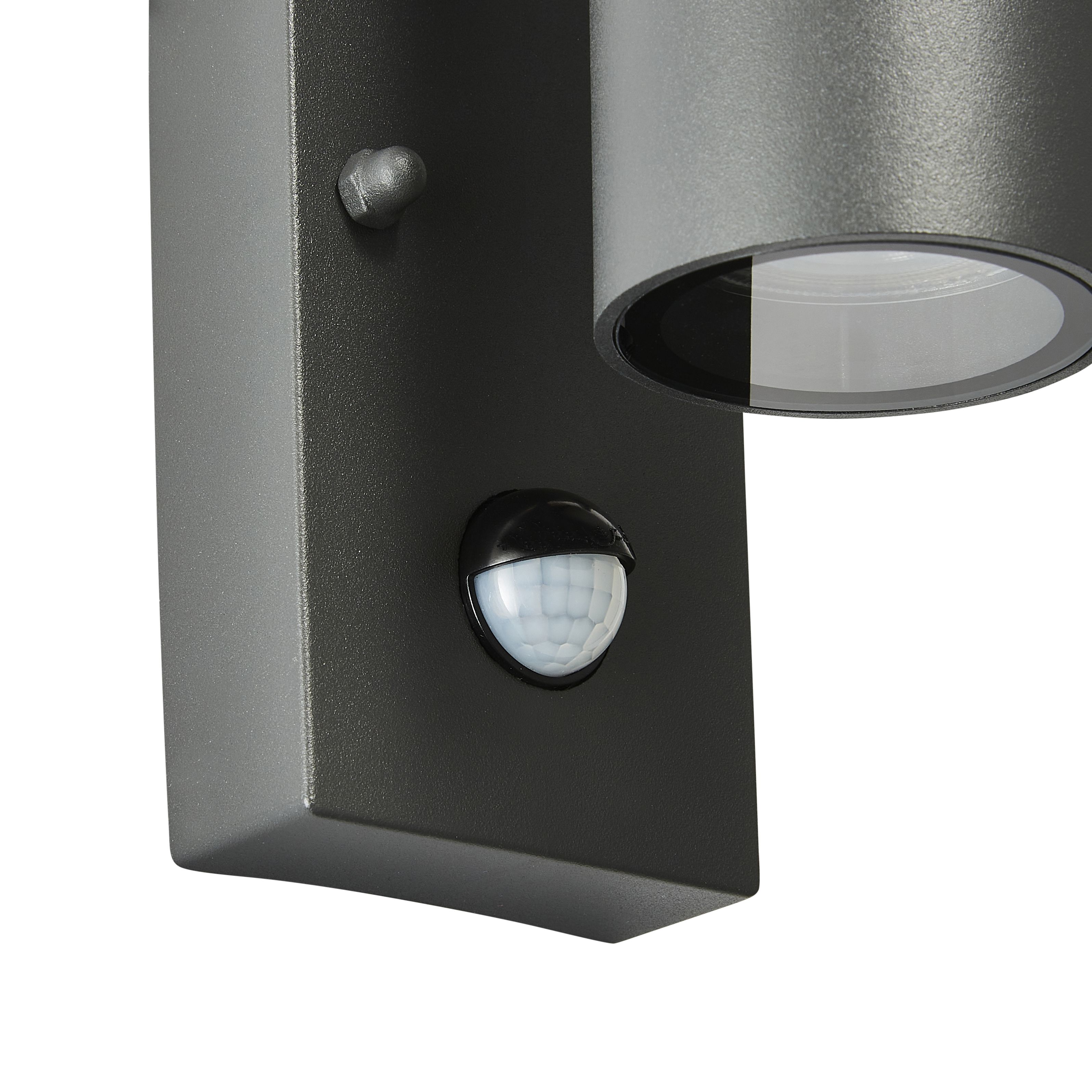 Zinc Odin Fixed Matt Black LED PIR Motion sensor Outdoor Modern Wall light 7W