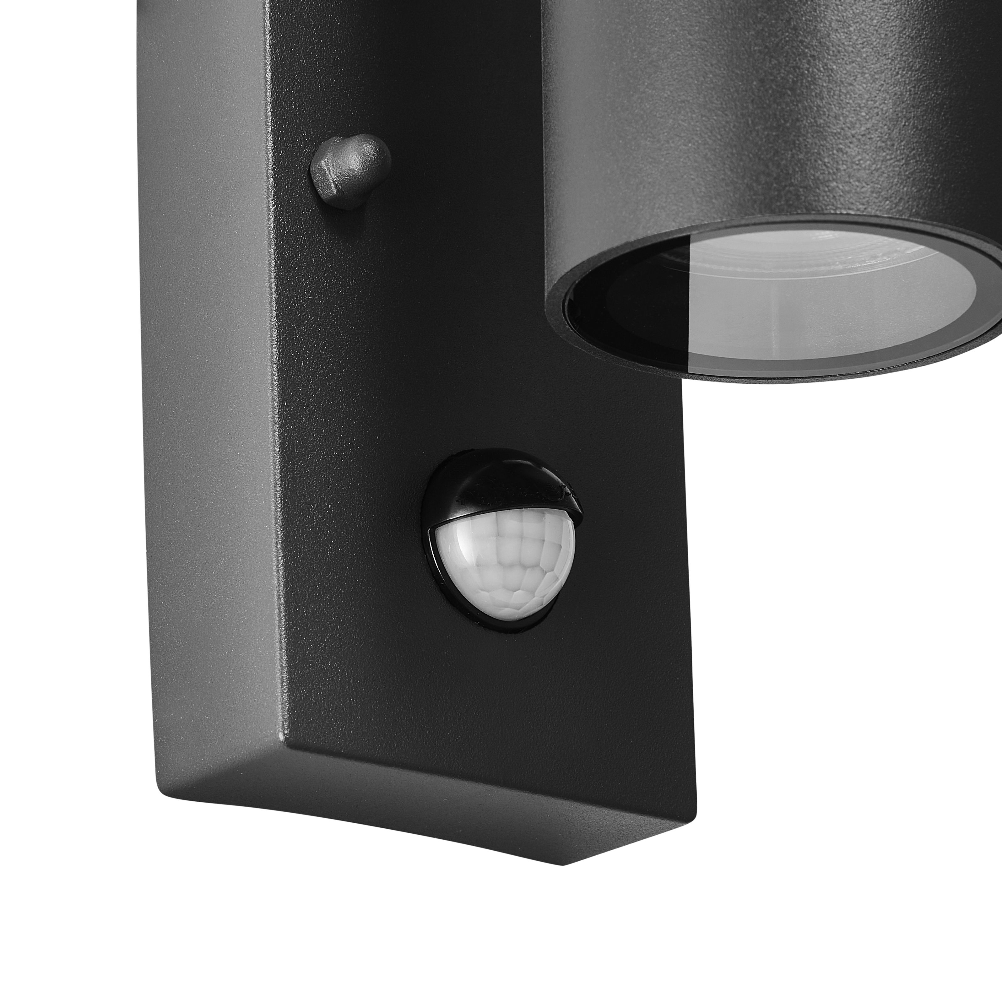 Zinc Odin Fixed Matt Black LED PIR Motion sensor Outdoor Modern Wall light 7W