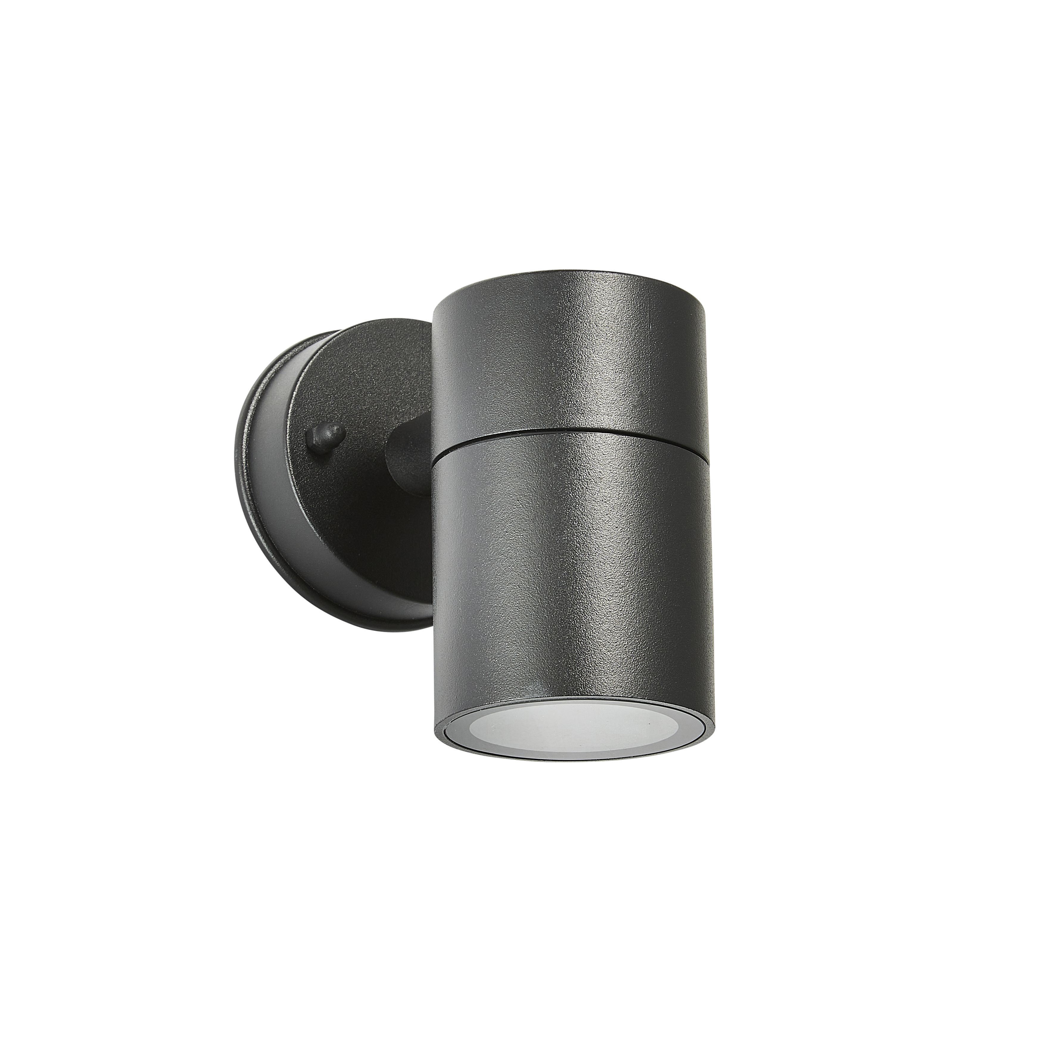 Zinc Odin Fixed Matt Black Mains-powered LED Outdoor Down ON/OFF Wall light (Dia)6cm