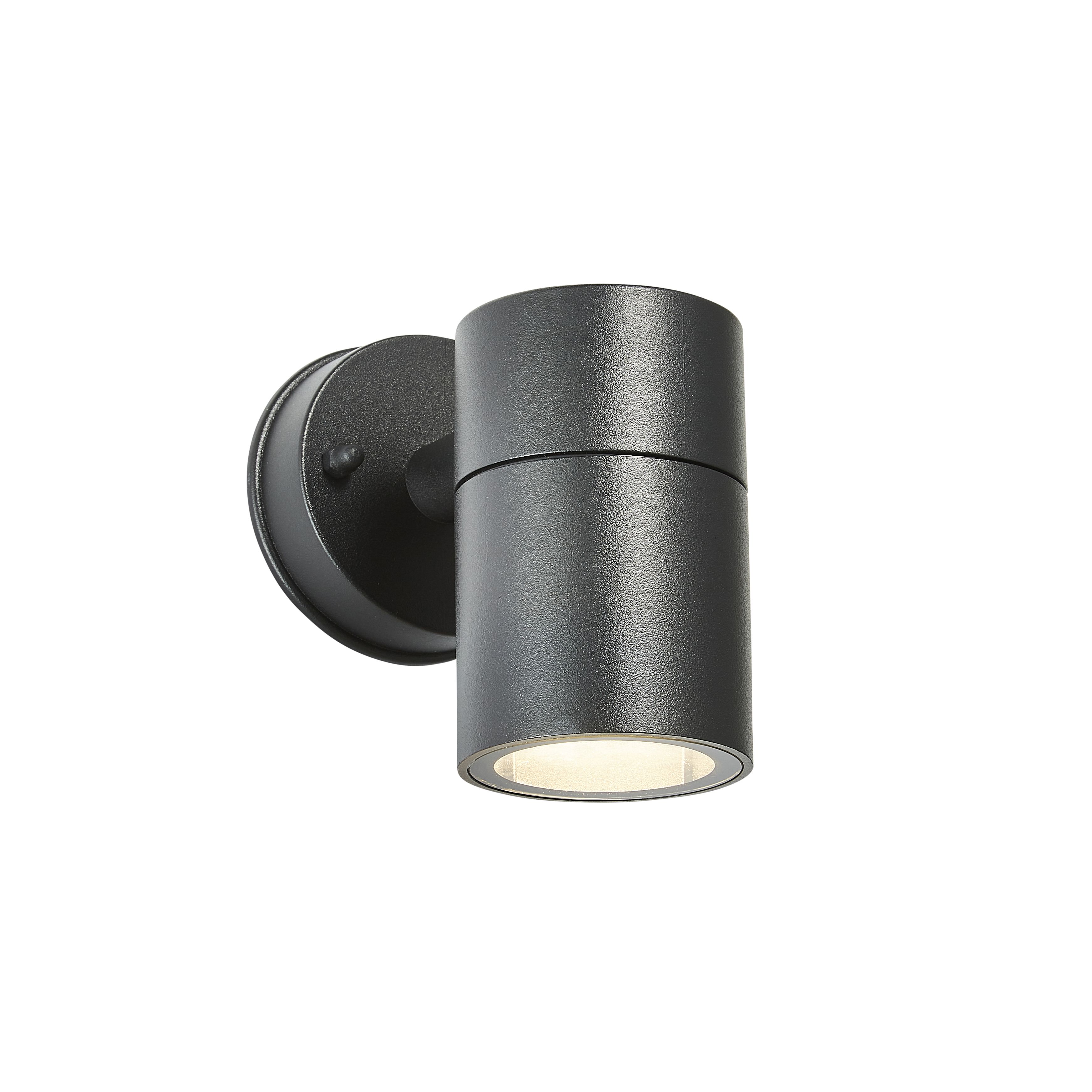 Zinc Odin Fixed Matt Black Mains-powered LED Outdoor Down ON/OFF Wall light (Dia)6cm