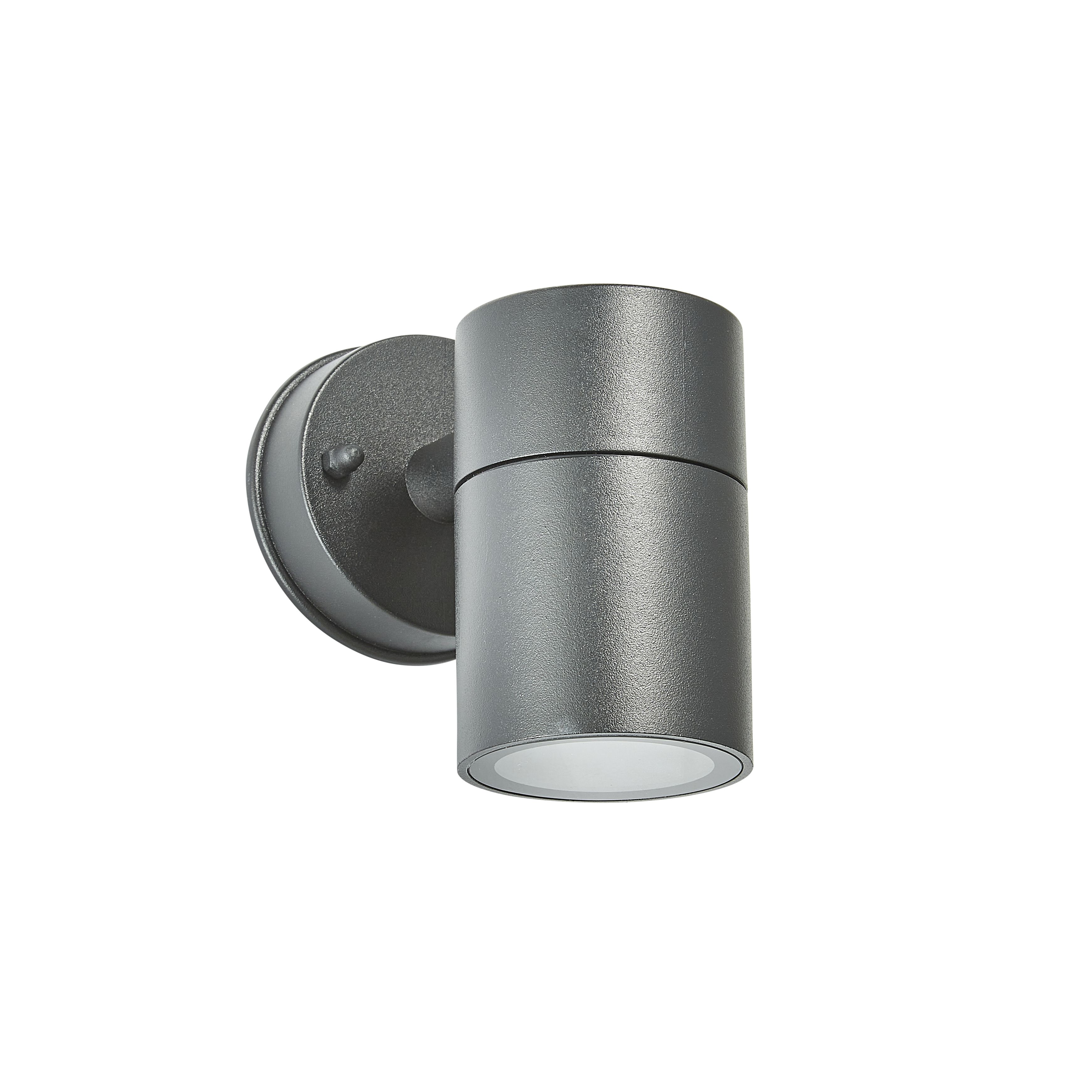 Zinc Odin Fixed Matt Black Mains-powered LED Outdoor Down ON/OFF Wall light (Dia)6cm