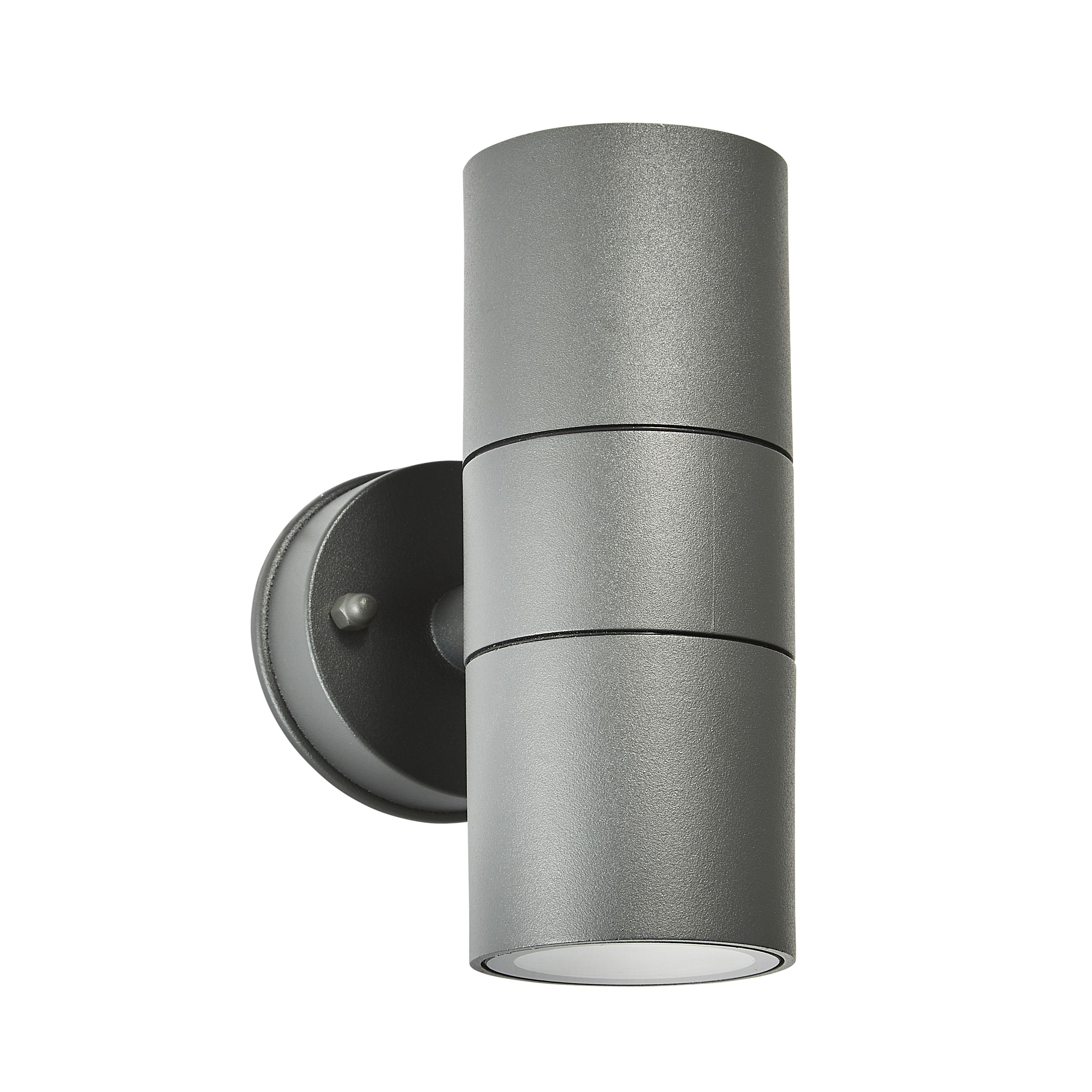 Zinc Odin Fixed Matt Black Mains-powered LED Outdoor Up & Down ON/OFF Wall light (Dia)6cm