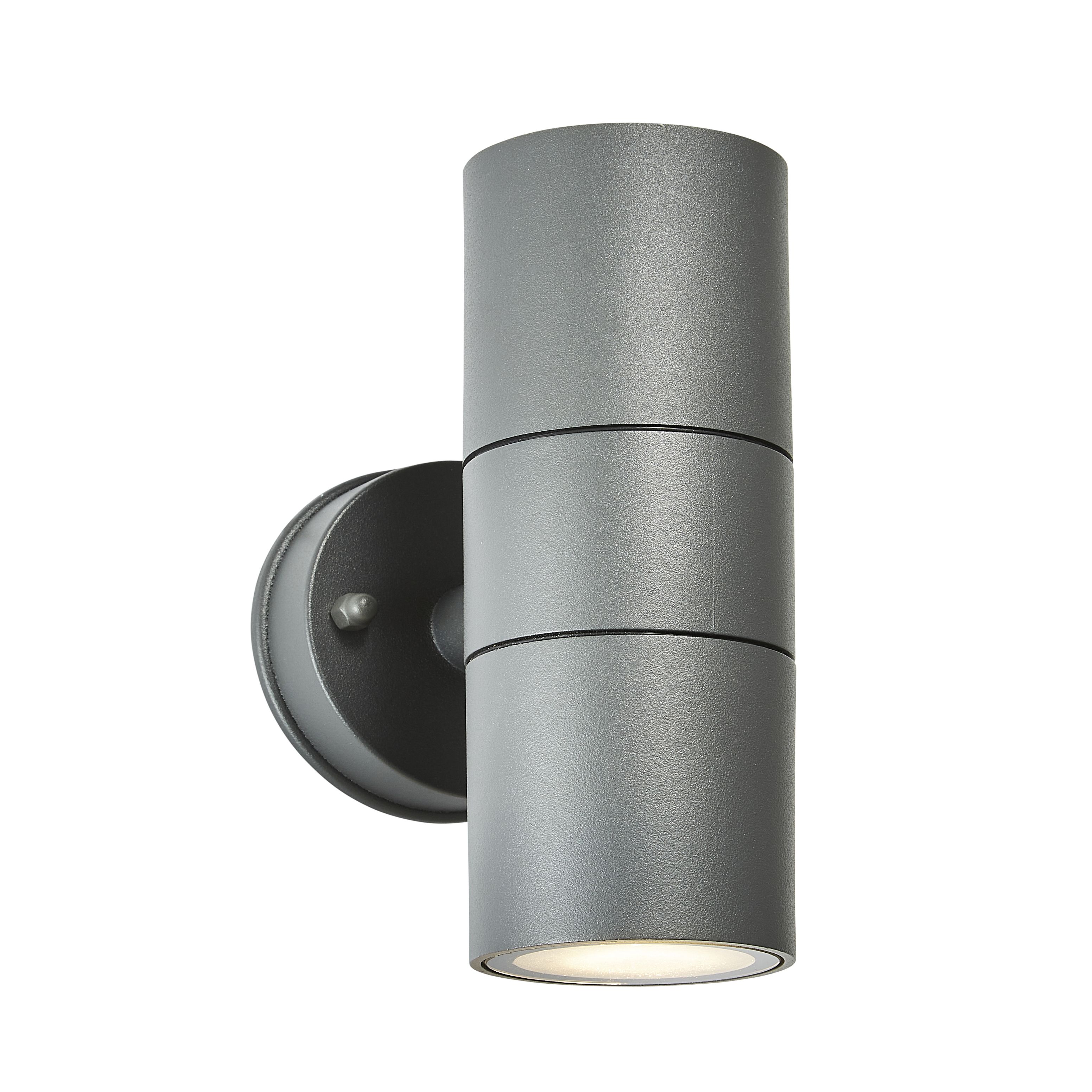 Zinc Odin Fixed Matt Black Mains-powered LED Outdoor Up & Down ON/OFF Wall light (Dia)6cm