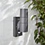 Zinc Odin Fixed Matt Black Mains-powered Outdoor ON/OFF with PIR Wall light (Dia)6cm