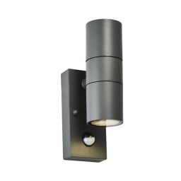 Zinc Odin Non-adjustable Matt Anthracite LED PIR Motion sensor Outdoor Up down Wall light 7W