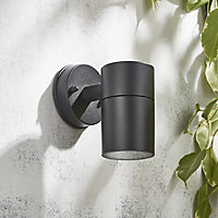 Zinc Odin Non-adjustable Matt Black Mains-powered LED Outdoor Down Wall light (Dia)6cm