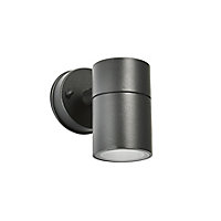 Zinc Odin Non-adjustable Matt Black Mains-powered LED Outdoor Down Wall light (Dia)6cm