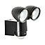 Zinc Oust BQ-37493-BLK Black Mains-powered Cool white Outdoor LED PIR Double floodlight 480lm