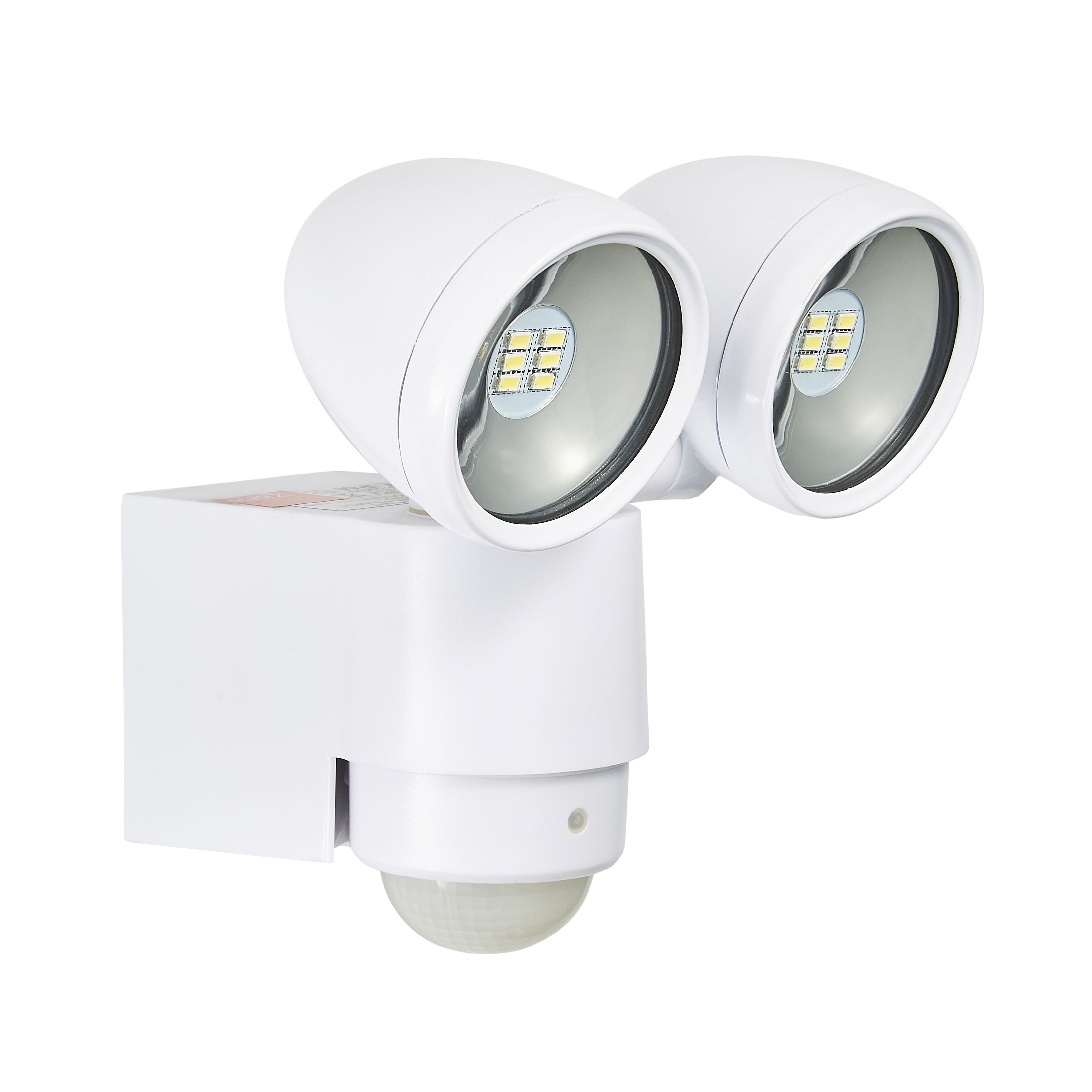 Zinc Oust BQ-37493-WHT White Mains-powered Cool white Outdoor LED PIR Double floodlight 480lm