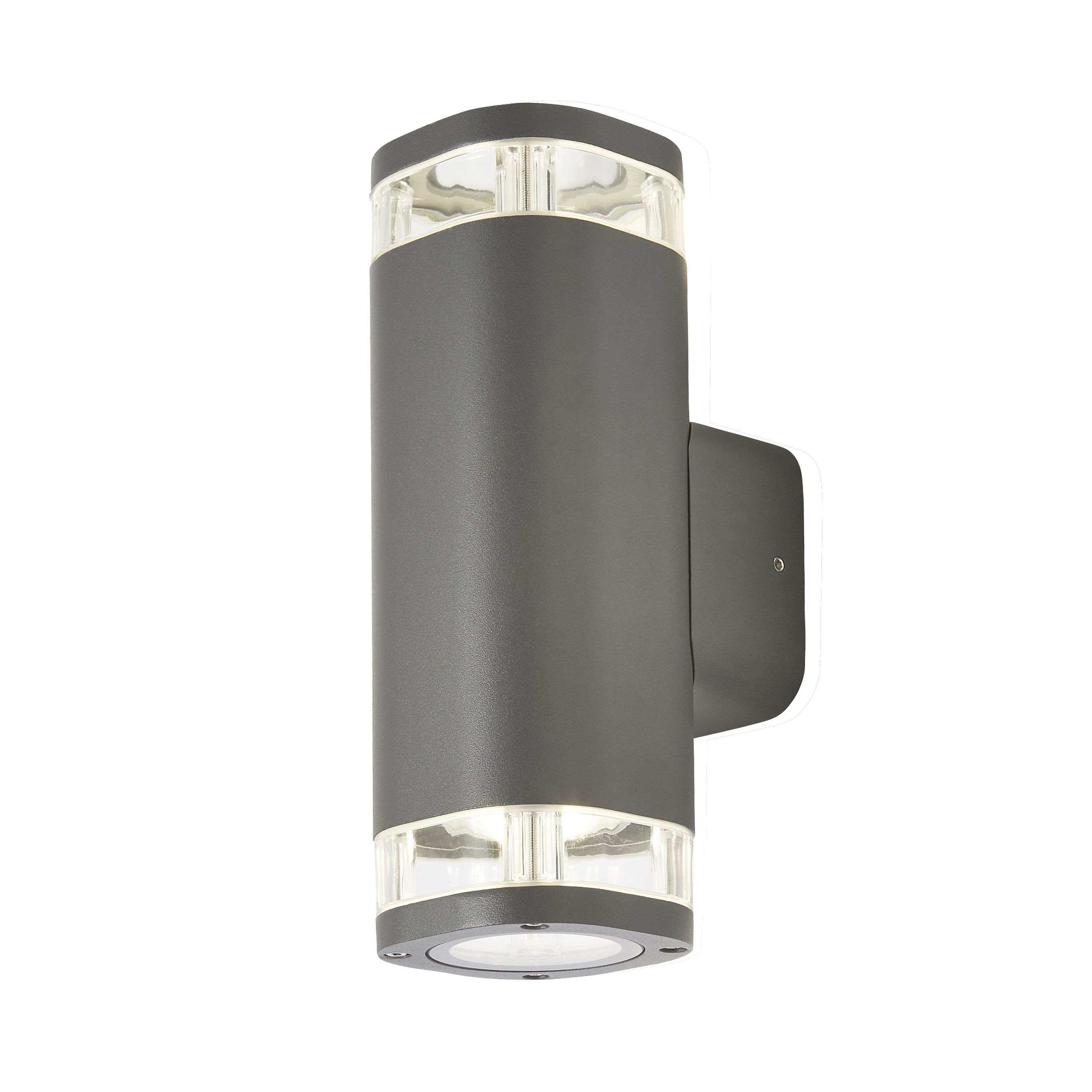 Zinc Palin Fixed Matt Anthracite Mains-powered LED Outdoor Modern ON/OFF Wall light (Dia)9cm