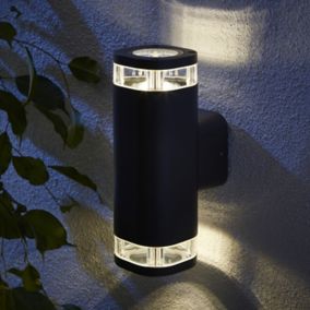 Zinc Palin Fixed Matt Anthracite Mains-powered LED Outdoor ON/OFF Wall light (Dia)9cm