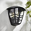 Zinc Perdy Fixed Matt Black Mains-powered LED Outdoor Curved Wall lantern (Dia)17.9cm