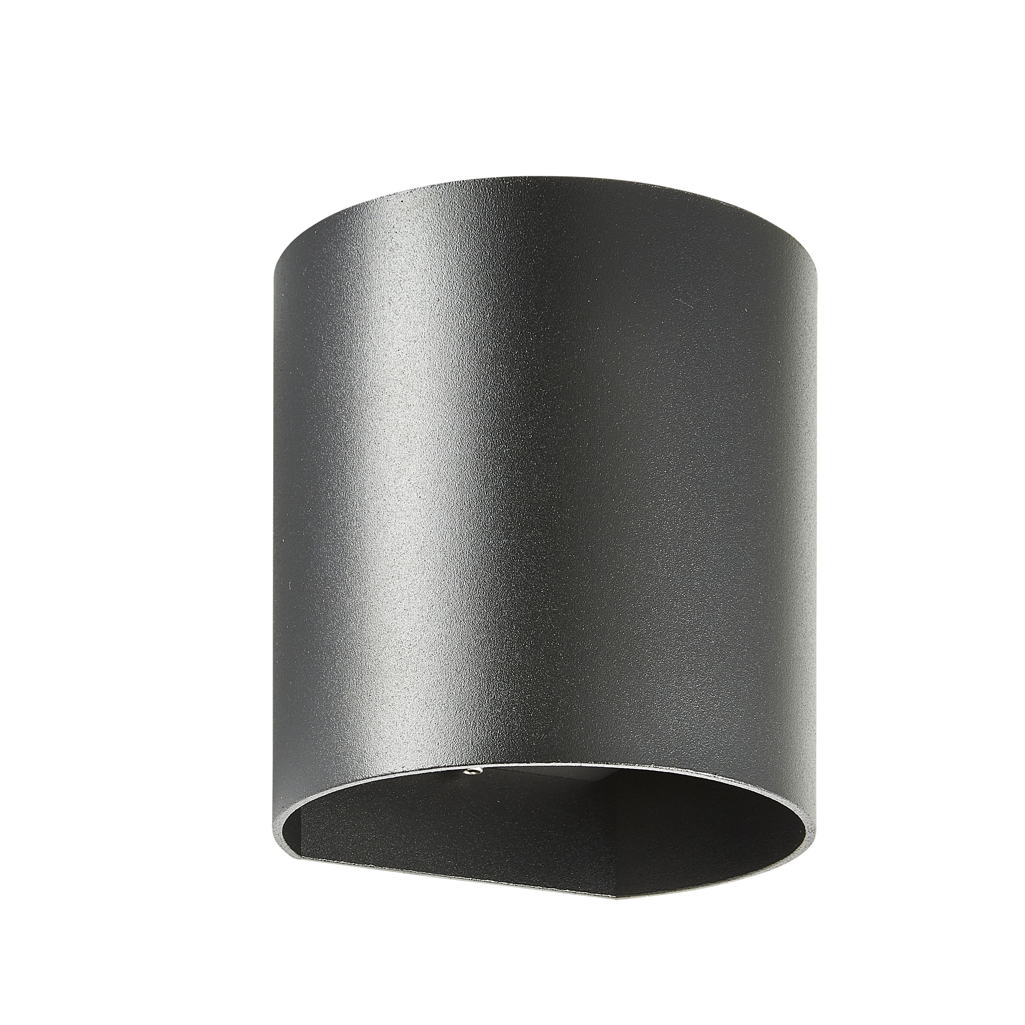 Zinc Pico Fixed Matt Black Mains-powered LED Outdoor Curved Wall light 620lm (Dia)11cm