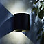 Zinc Pico Fixed Matt Black Mains-powered LED Outdoor Curved Wall light 620lm (Dia)11cm