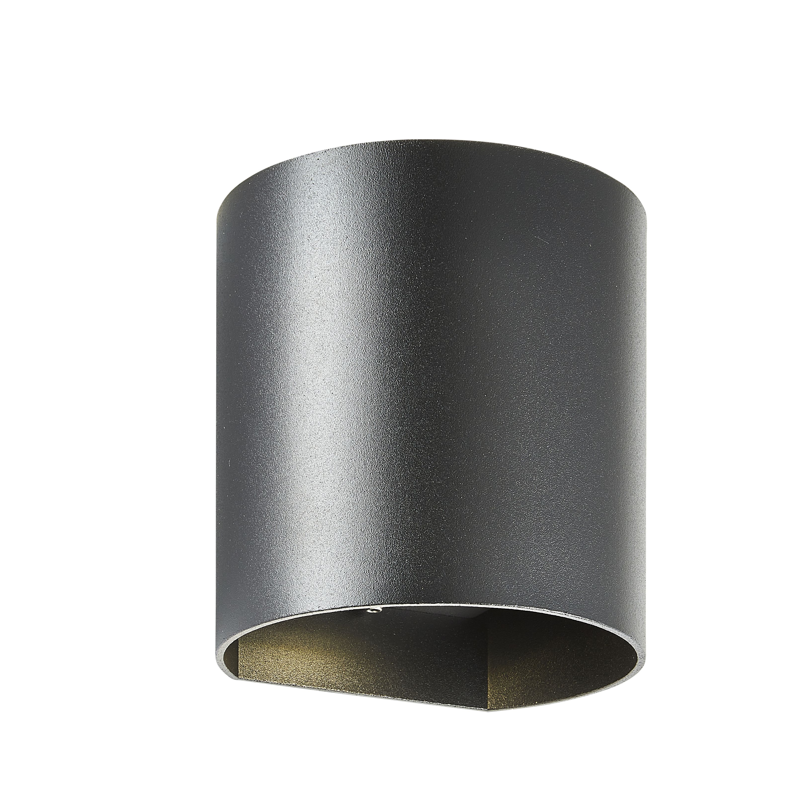 Zinc Pico Fixed Matt Black Mains-powered LED Outdoor Curved Wall light 620lm (Dia)11cm
