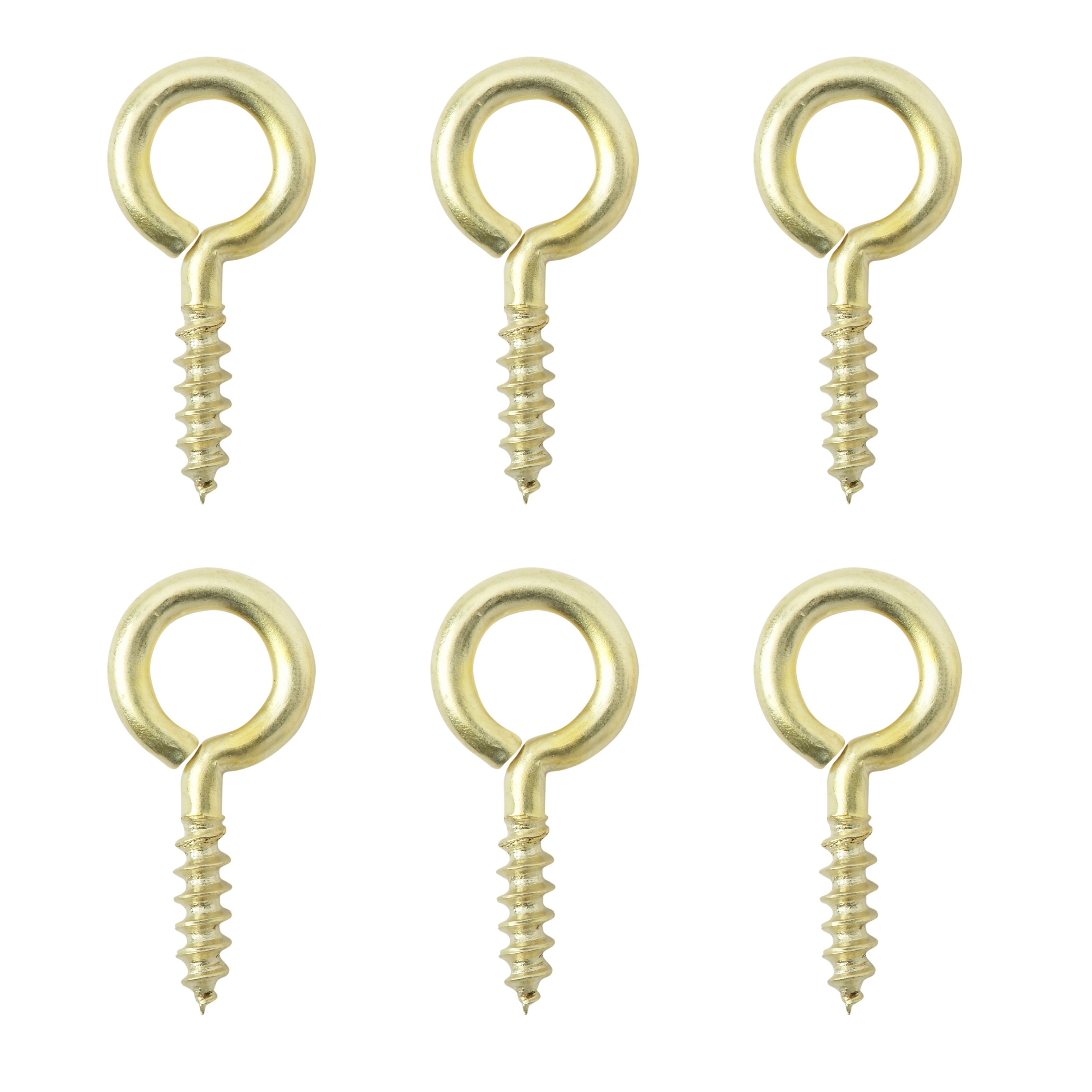Zincplated Brass Extra small Screw eye (L)16mm, Pack of 6 DIY at B&Q