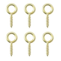 Zinc-plated Brass Extra small Screw eye (L)16mm, Pack of 6