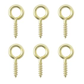 Zinc-plated Brass Extra small Screw eye (L)16mm, Pack of 6