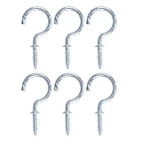 Zinc-plated Large Cup hook (L)46mm, Pack of 6