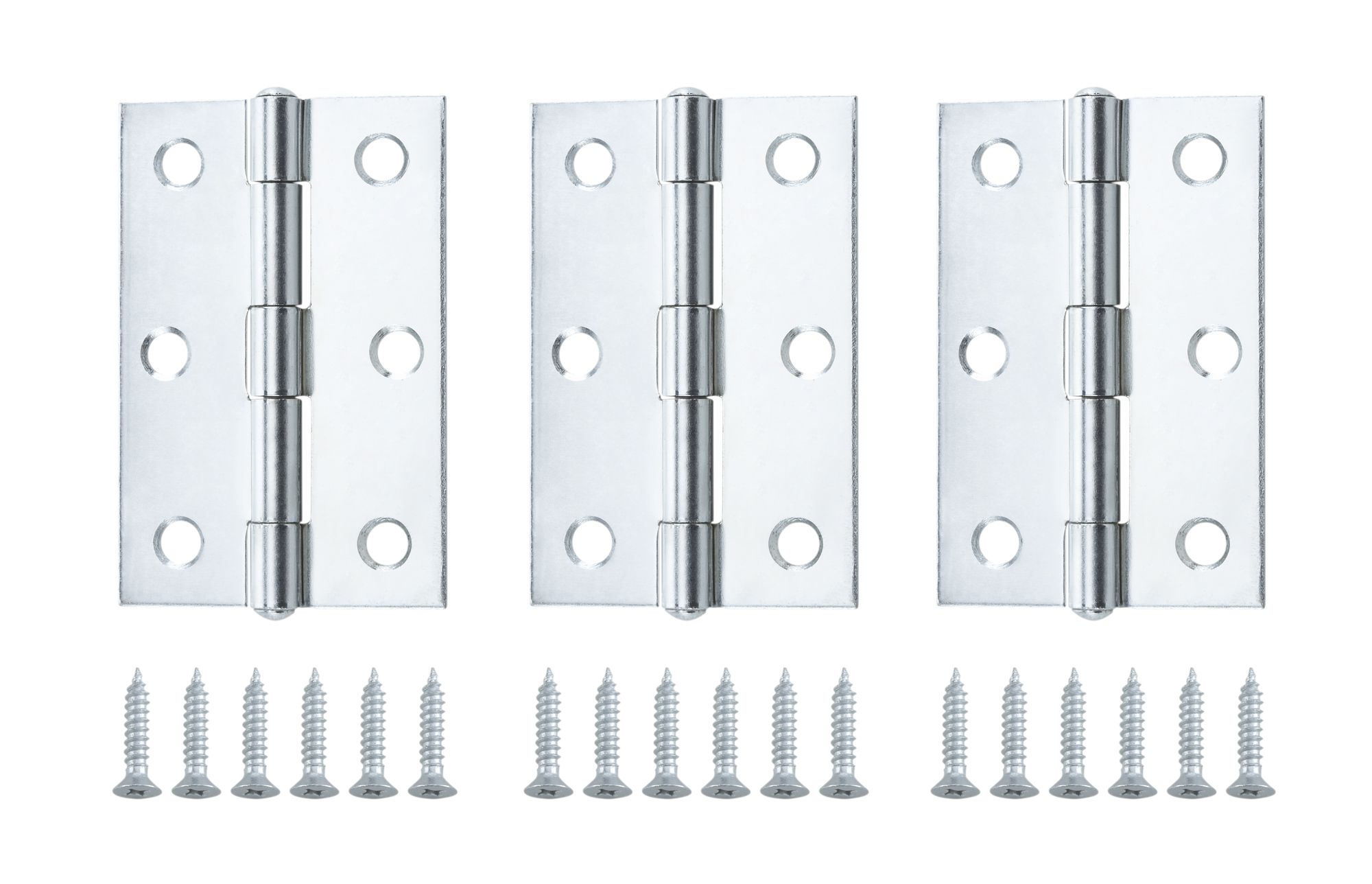 Zinc-plated Metal Butt Door hinge N174 (L)75mm (W)75mm, Pack of 3