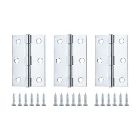 Zinc-plated Metal Butt Door hinge N174 (L)75mm (W)75mm, Pack of 3