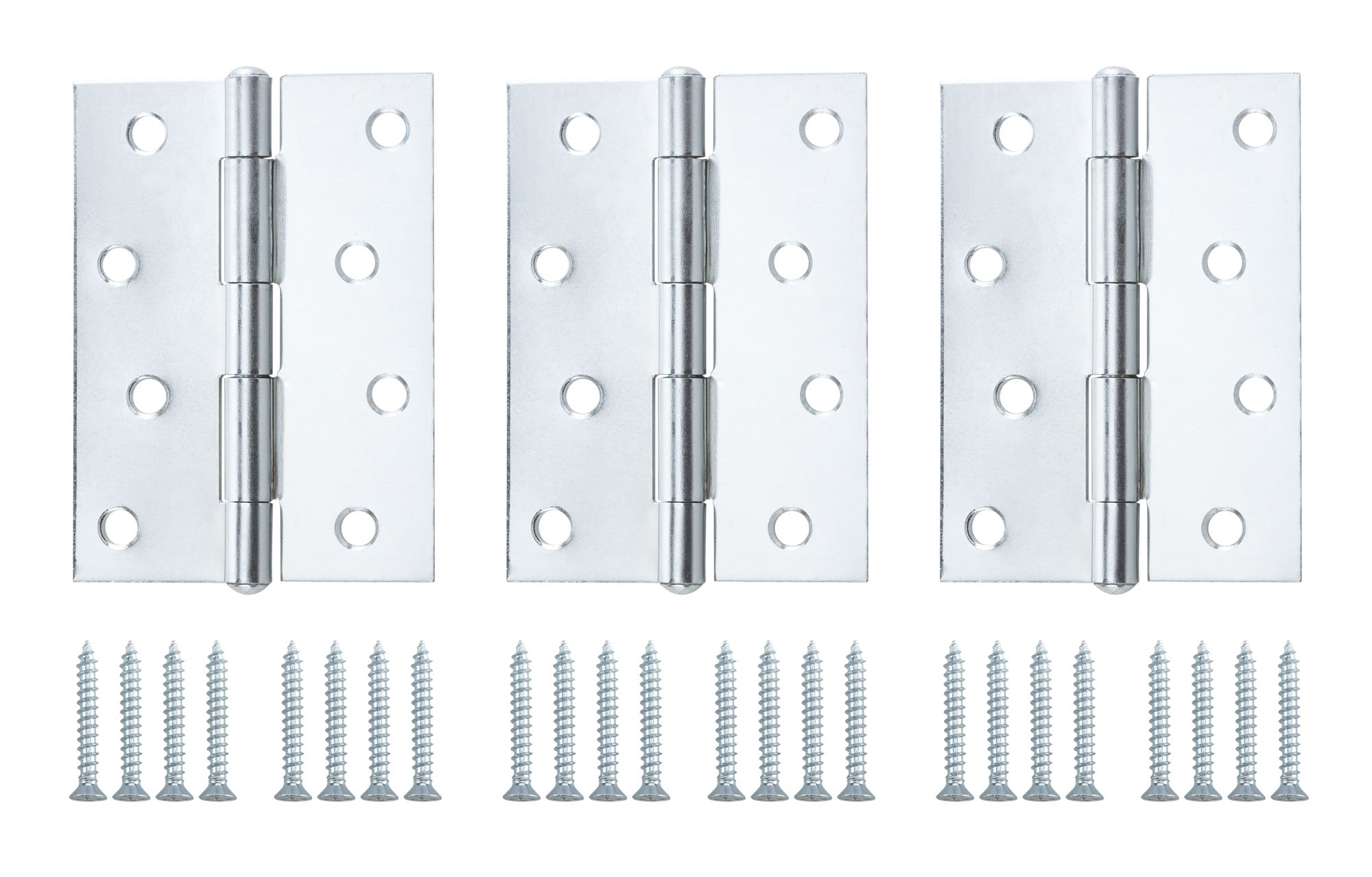 Zinc-plated Metal Butt Door hinge N440 (L)100mm (W)100mm, Pack of 3