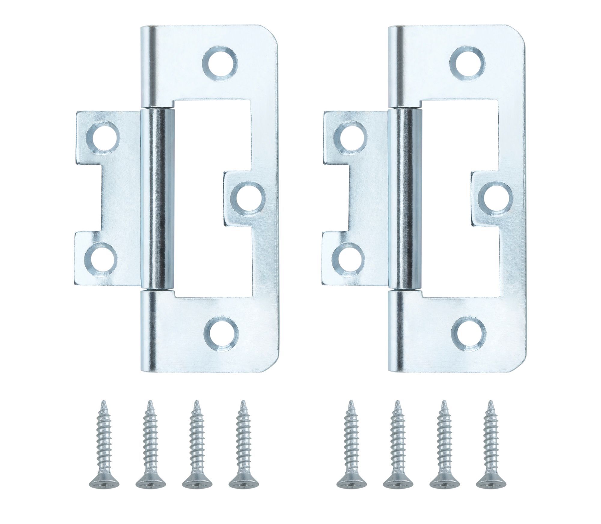 Zinc-plated Metal Flush Door hinge N100 (L)65mm (W)65mm, Pack of 2