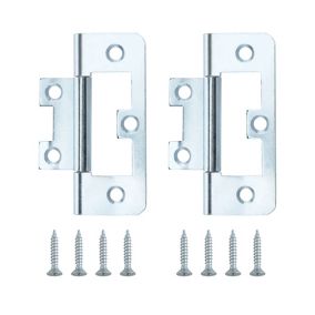 Zinc-plated Metal Flush Door hinge N100 (L)65mm (W)65mm, Pack of 2