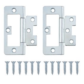 Zinc-plated Metal Flush Door hinge N178 (L)75mm, Pack of 2