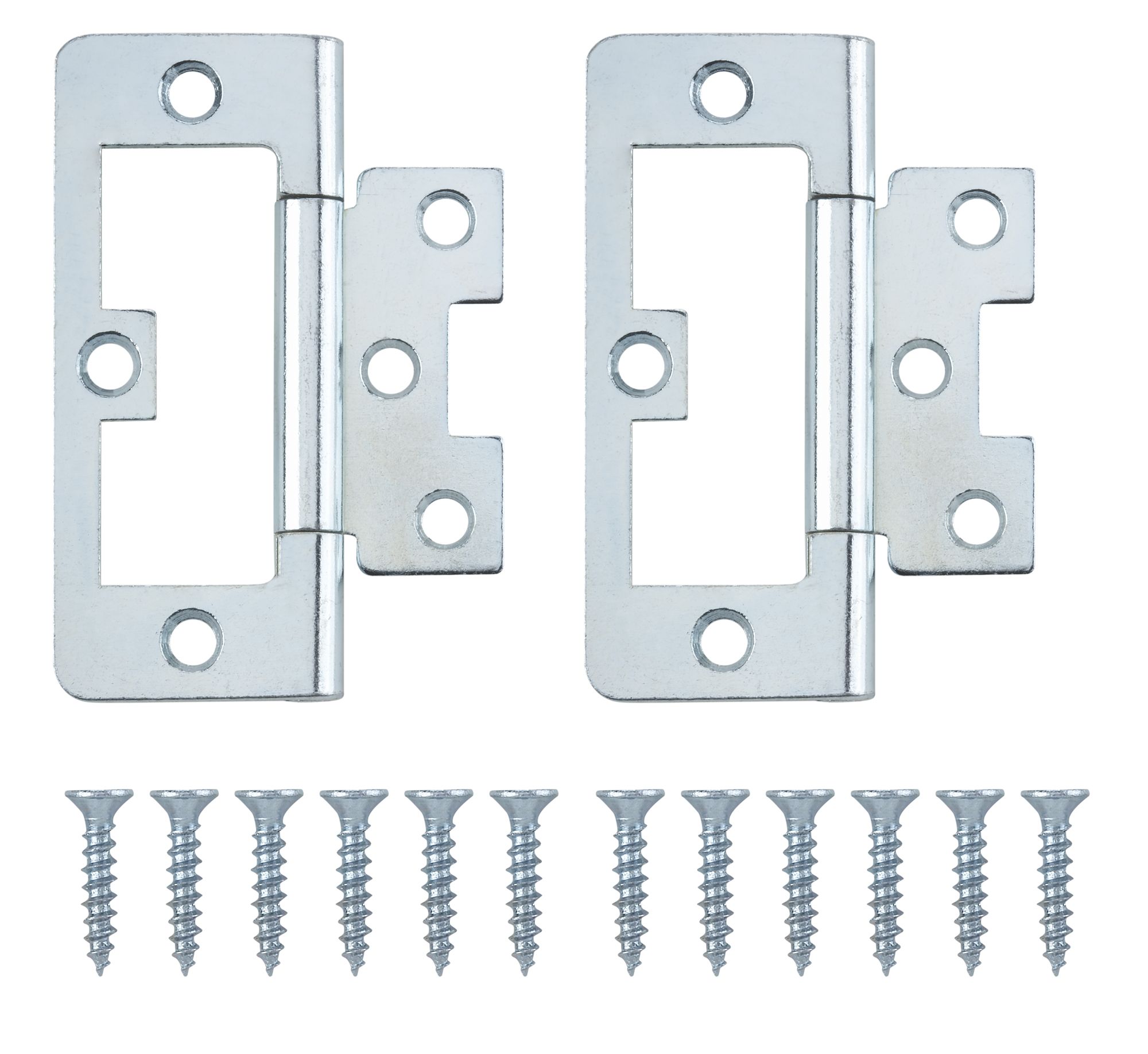 Zinc-plated Metal Flush Door hinge N178 (L)75mm (W)75mm, Pack of 2