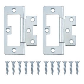 Zinc-plated Metal Flush Door hinge N178 (L)75mm (W)75mm, Pack of 2