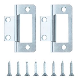 Zinc-plated Metal Flush Door hinge NO99 (L)50mm, Pack of 2