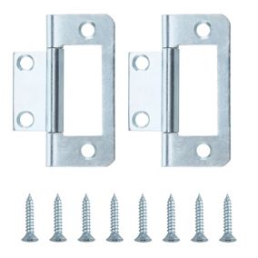 Zinc-plated Metal Flush Door hinge NO99 (L)50mm (W)50mm, Pack of 2